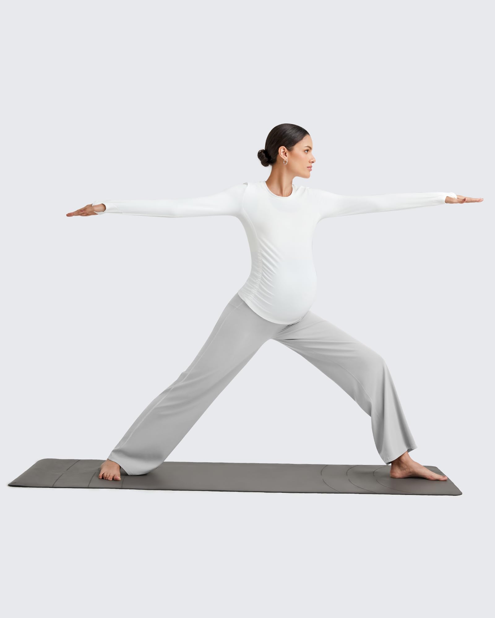 G4Free Maternity Dress Pants Casual for Yoga,Light Gray,L,Petite