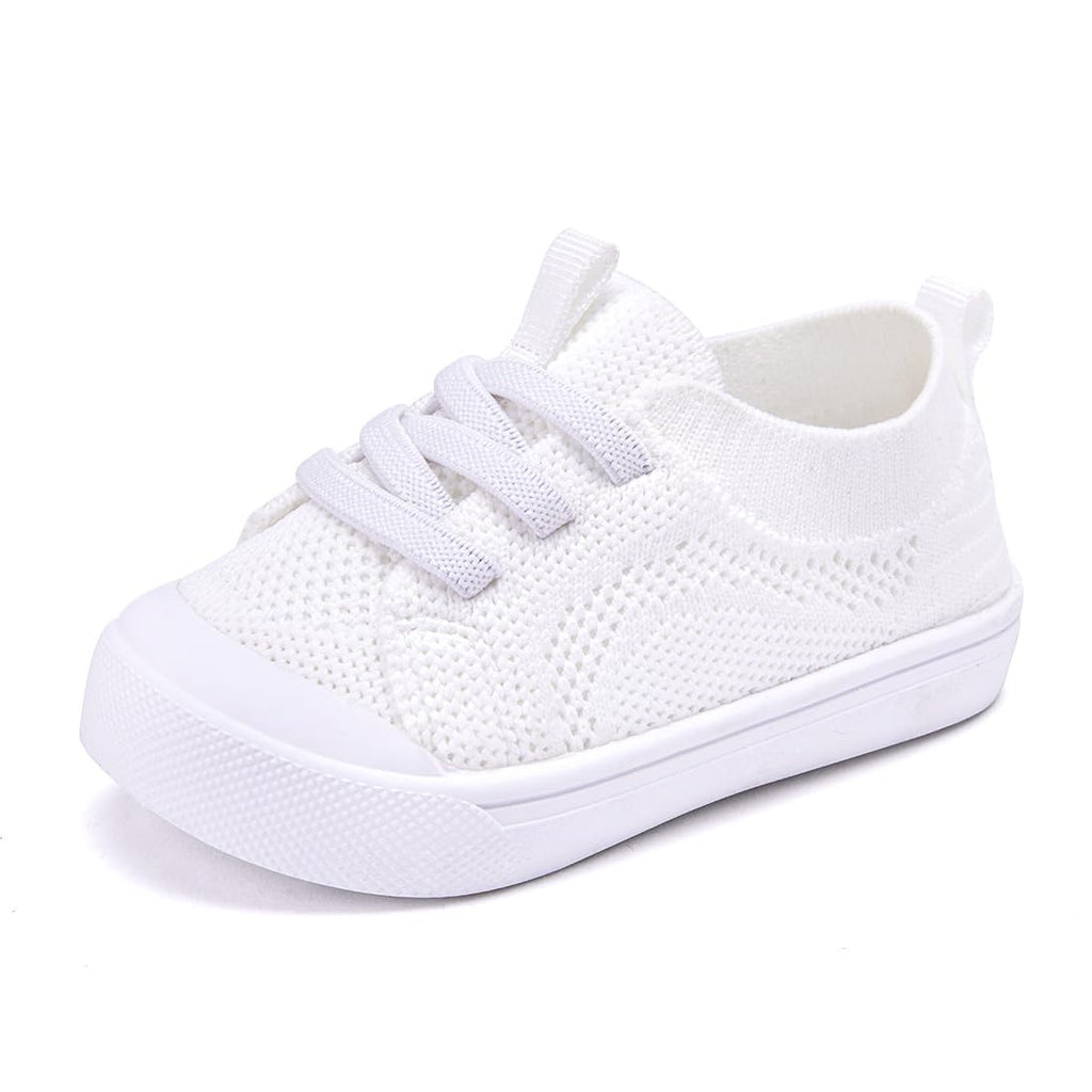 BMCiTYBM Baby Walking Sneakers Mesh Barefoot Boys Girls Breathable Shoes Tennis Outdoor Indoor Slip On 18-24 Months Toddler White Size 6 Toddler