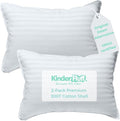 kinder Fluff Children Pillows (2X) - The Only Twin Pillows for Kids 300T Cotton Shell & Down Alternative Fill - Ideal for Travel, Bedding Set & Floor Cushions (16x24in - White)