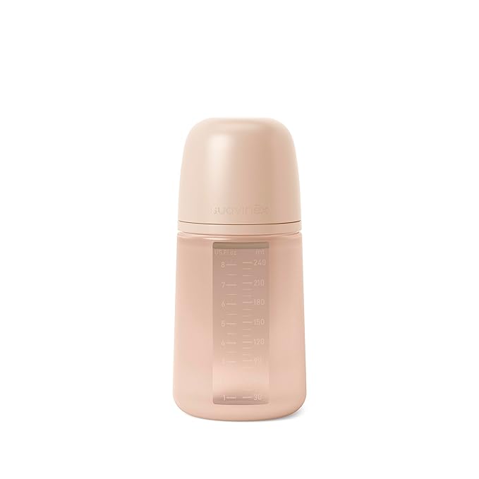Suavinex Color Essence SX PRO Physiological Soft Flexible Silicone Baby Bottle, Anti Colic Baby Bottles, Supports Breast Feeding Babies, Made in Spain, Medium Flow, 8oz, Marshmallow Nude