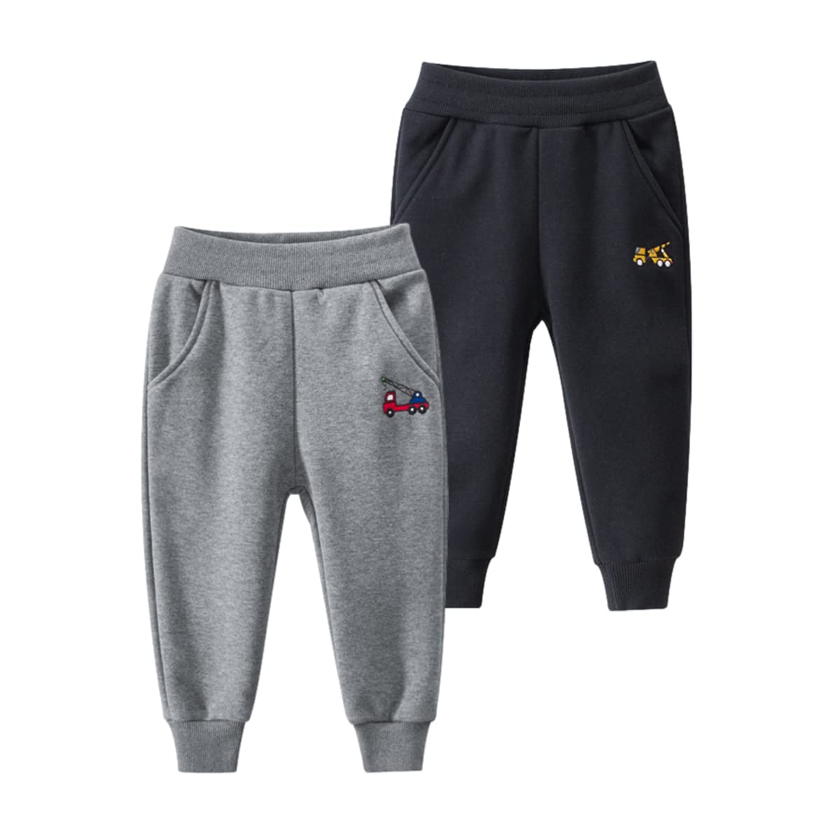 GFQLONG Toddler Boys Cotton Pants Kids Embroidery Joggers Sweatpants 5-6Y