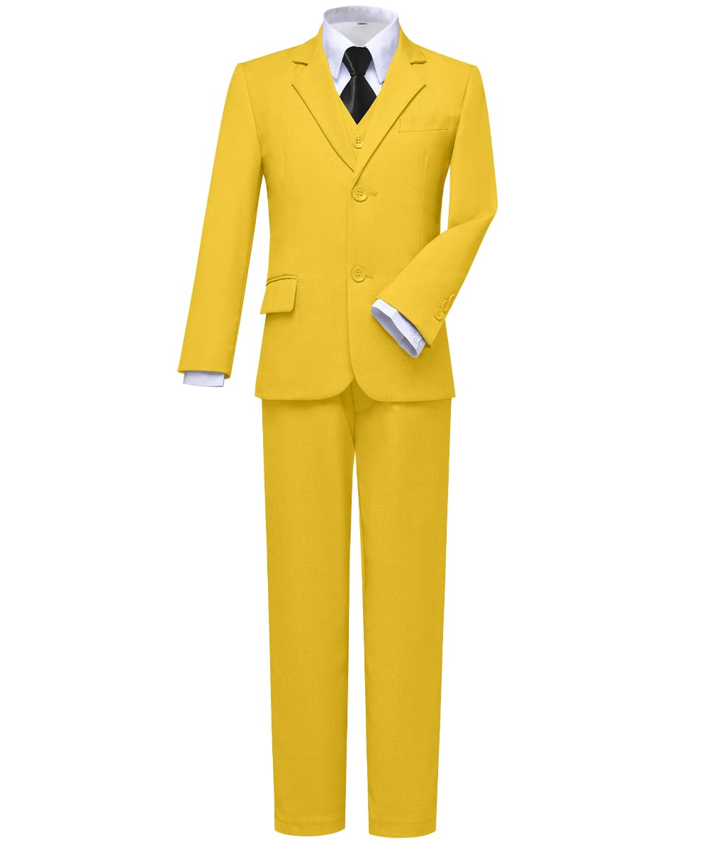 Suits for Boys Suit Set First Communion Dress Clothes Tuxedo Yellow Size 8