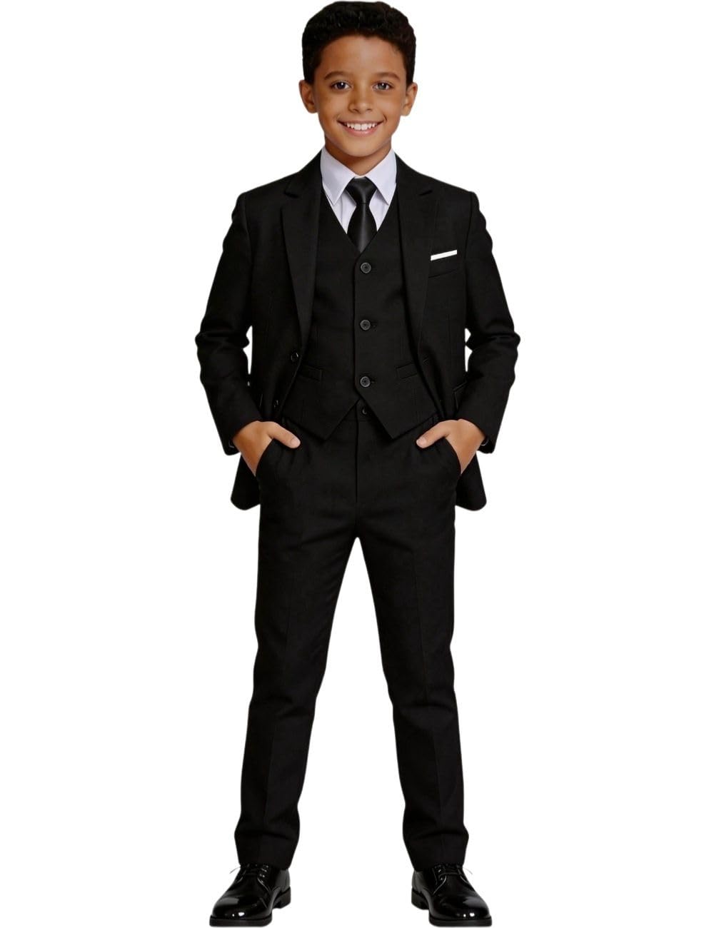 Kids Suits for Teen Boy Wedding Outfit Slim Fit Black Boys Suit Size 16