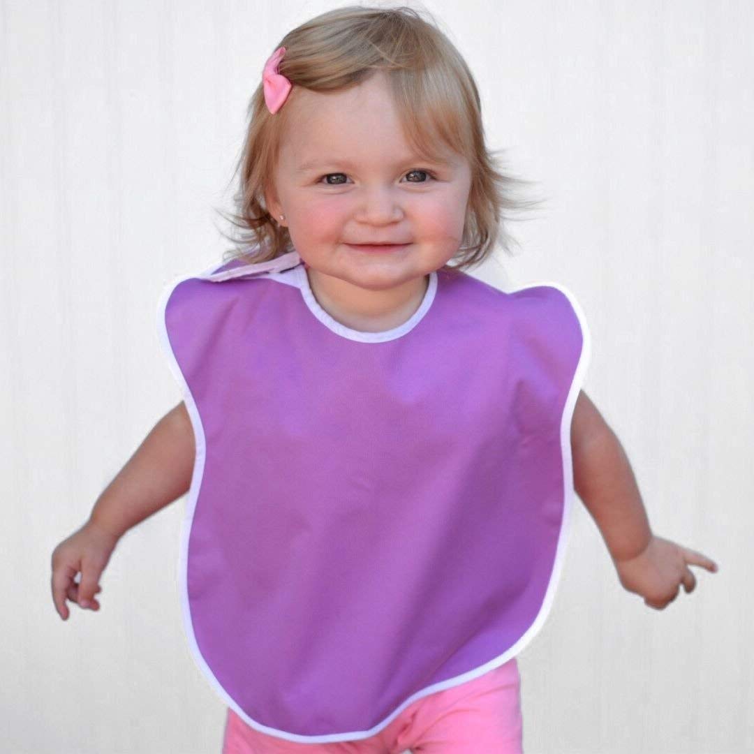 Toppy Toddler - 4 pcs Pastel Multi Color Large Waterproof Baby Bibs for 1-4 years old – Lightweight, Soft & Durable Fabric Bibs with Snap Buttons for Girls and Boys, Dryer safe and Easy to Clean