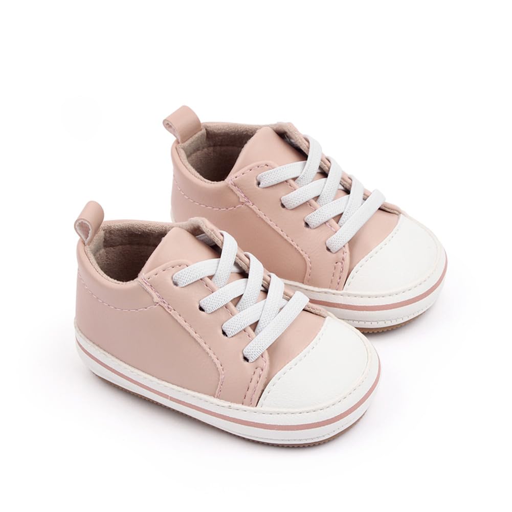 LONSOEN Baby Boys Girls First Walking Shoes Infant Outdoor Sneakers,BAY244 Pink 6-12 Months