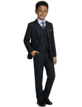 Suit for Boys Slim Fit Kids Tuxedo Suits Blazer Vest Pant Set Black Size 16