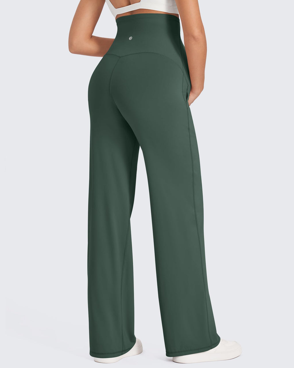 G4Free Maternity Clothes Yoga Pants Wide Leg,Dark Forest Green,XXL,Petite