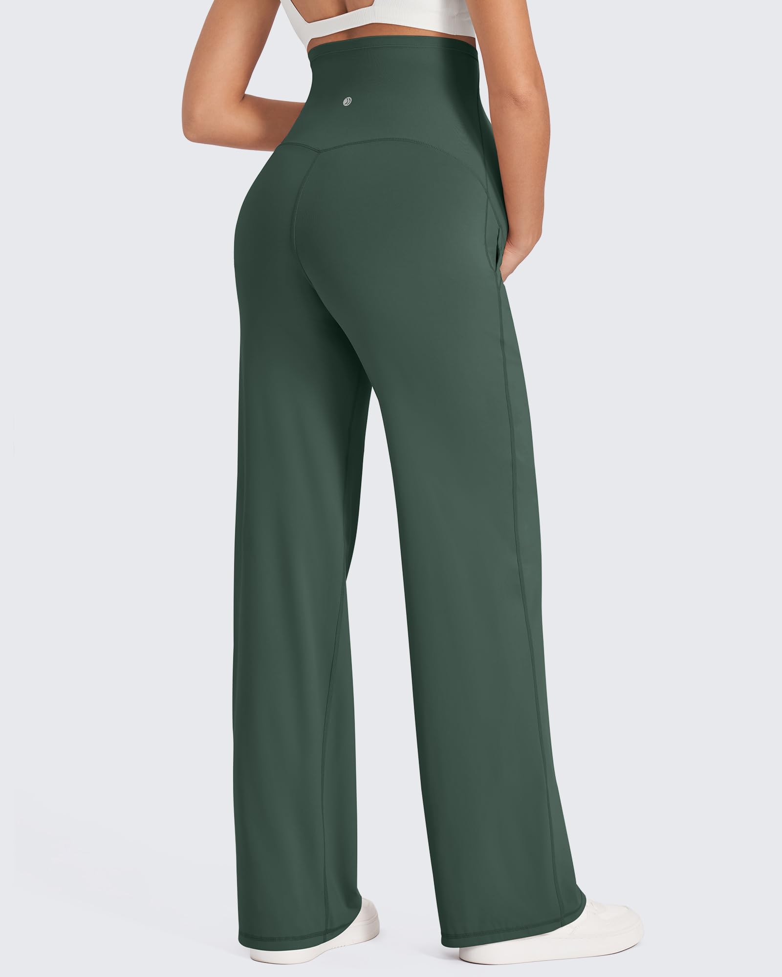 G4Free Maternity Clothes Yoga Pants Wide Leg,Dark Forest Green,XXL,Petite