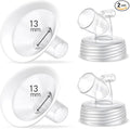 2 Packs 13mm Flange Set, Updated Soft Rim Shield and Wide Mouth Base Connector Pump Parts for Spectra S2 Spectra S1 9 Plus Breastpumps Accessories, 106 Degree Wider Opening Angel