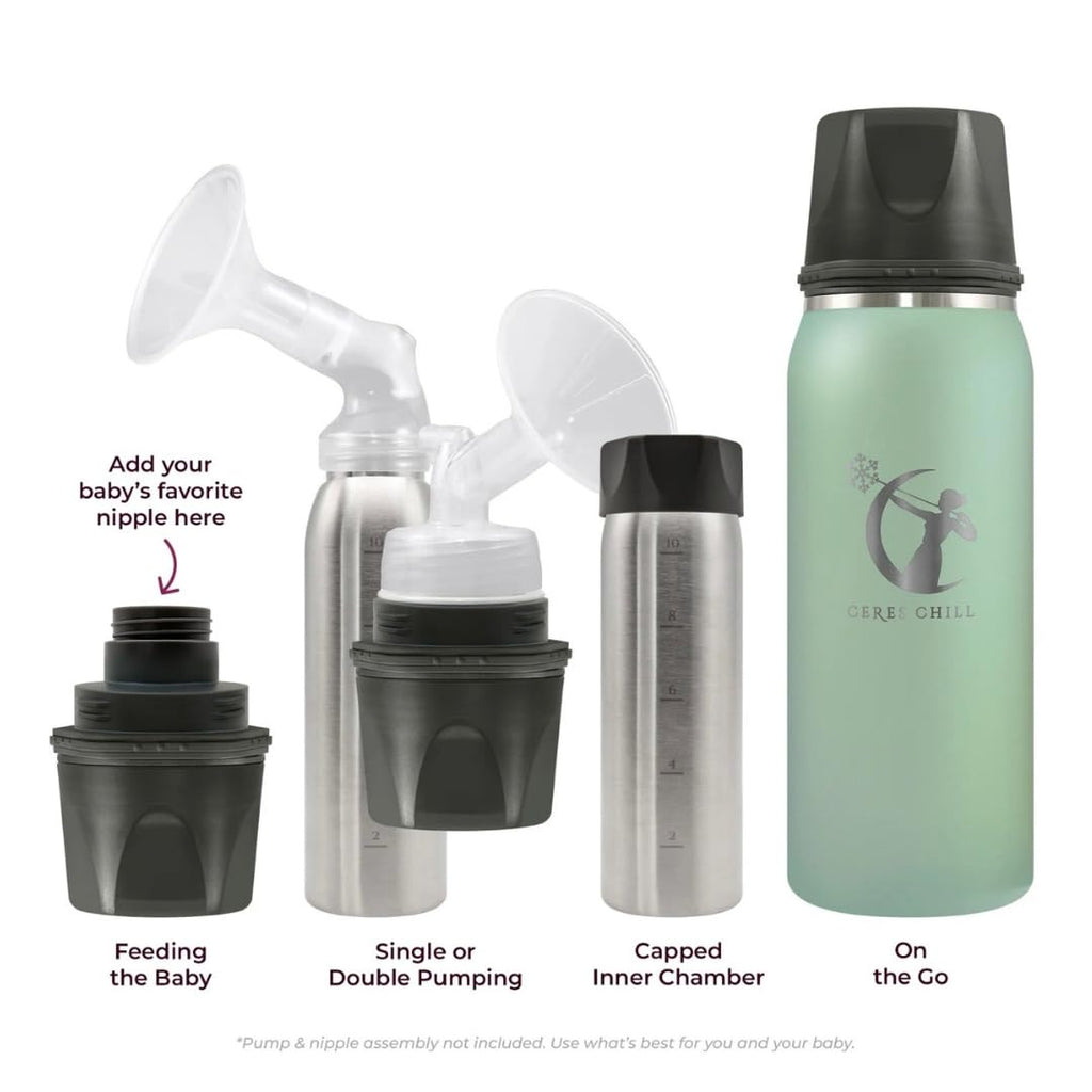 CERES CHILL OG Breastmilk Chiller & Warmer – 12–34oz Portable Breast Milk Cooler, Storage & Baby Bottle for Travel, Work or On-The-Go – Pump Compatible Container – Dawn