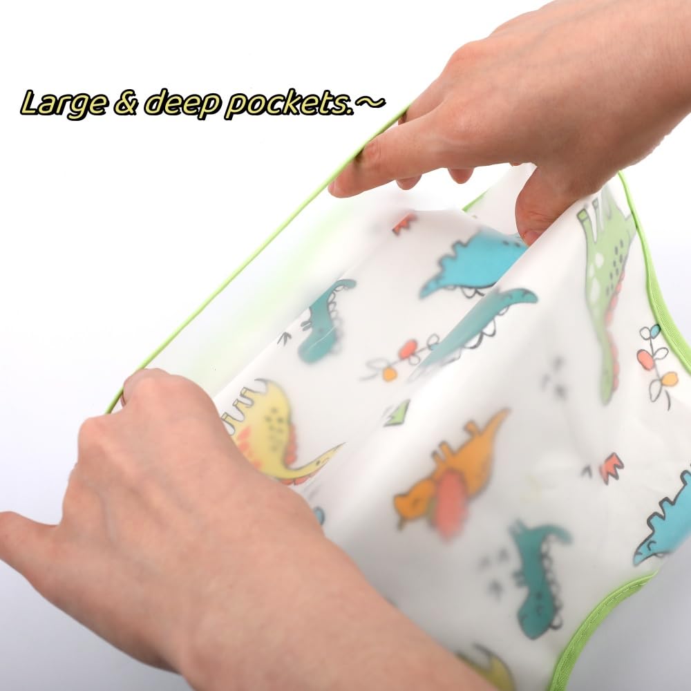 Baby bibs Waterproof Toddler bib - Feeding bib with Pocket for Infant Boy Girl Washable 6-46M