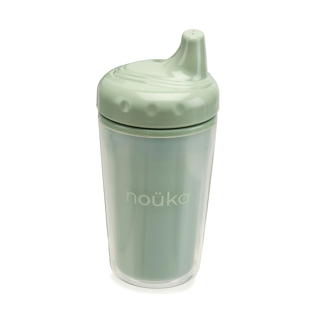 nouka Insulated Non-Spill Sippy Cup | Leak Proof and Easy Grip | Keeps Drinks Hot or Cold | Moss