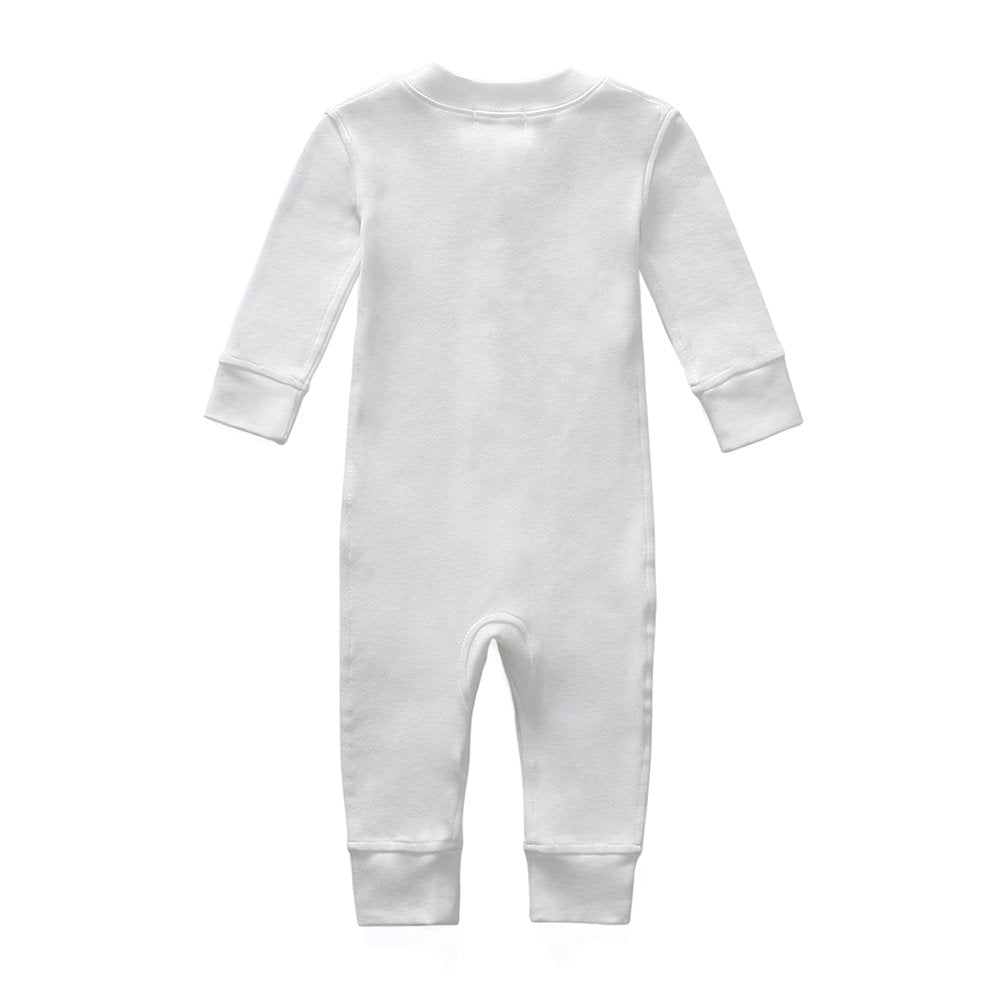 Owlivia Organic Cotton Baby Boy Girl Zip up Sleep N Play, Footless, Long Sleeve(6-12 Months, Ivory White)