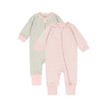 Teach Leanbh Toddler Baby Boys Girls 2-Pack Pajamas Cotton 2 Way Zipper Long Sleeve Footless Romper Sleep and Play (Pink+Grey, 3-4 Years)