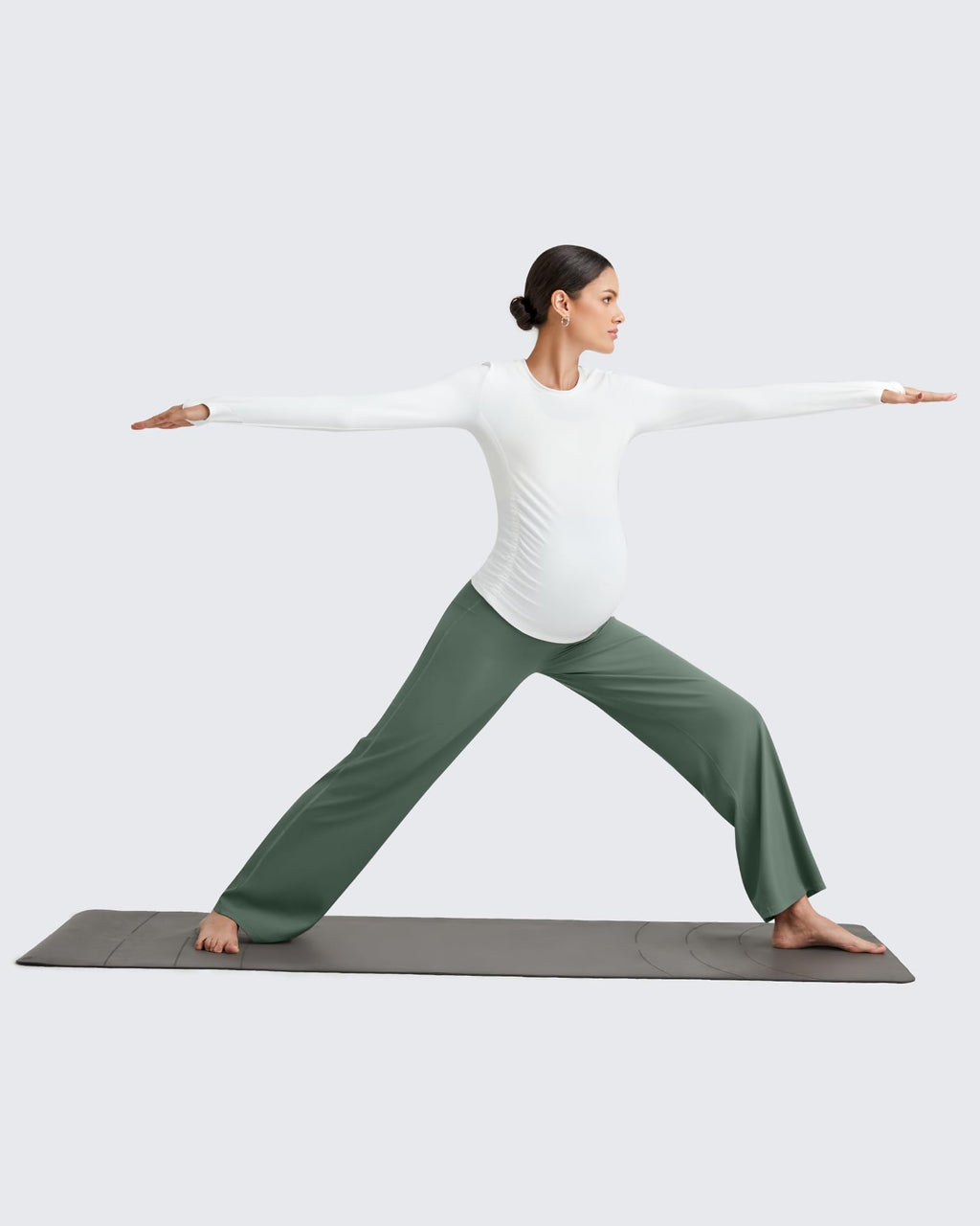 G4Free Maternity Yoga Pants Athletic Stretchy,Gray Sage,XXL,Petite
