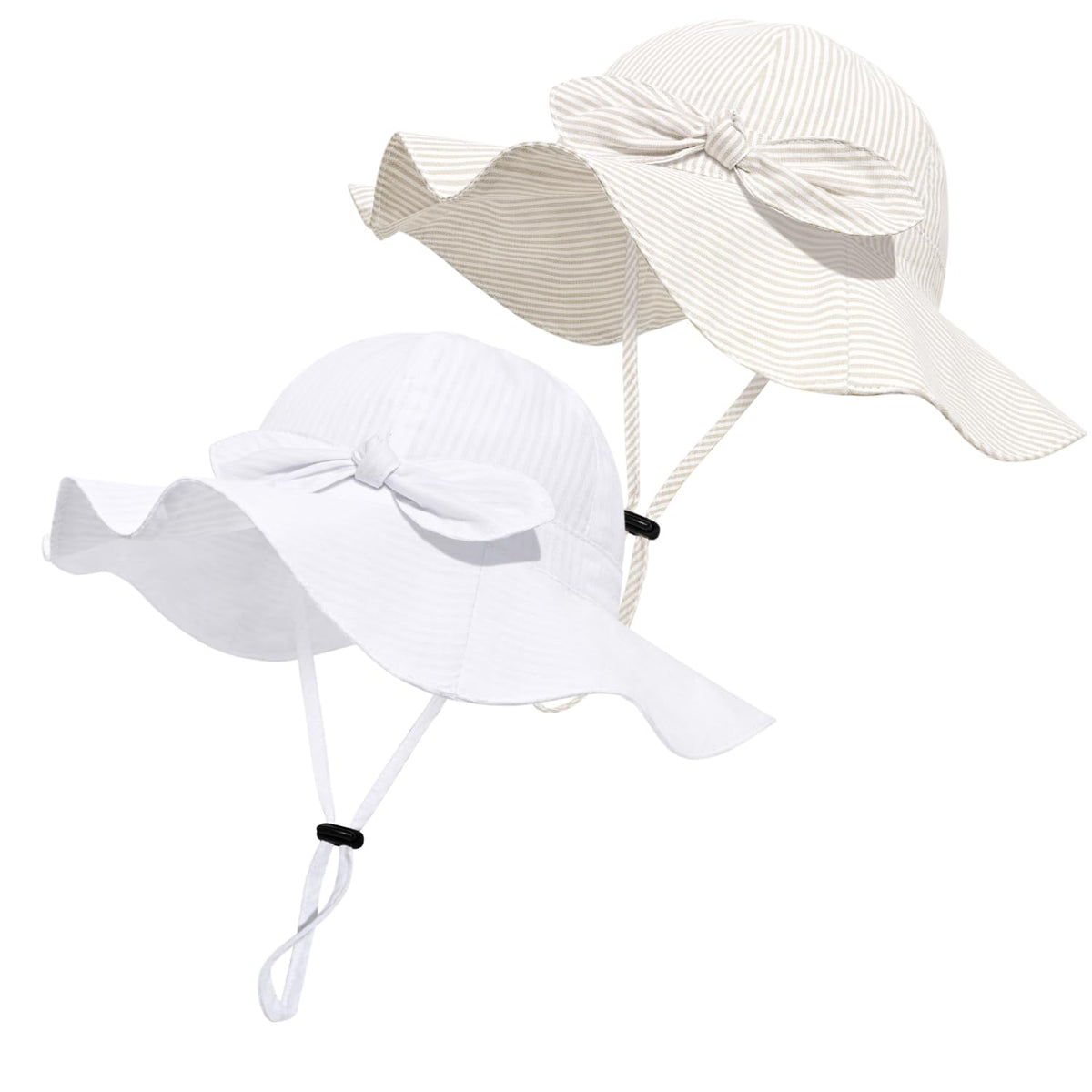 Baby Girl Sun Hat with UPF 50+ Outdoor Adjustable Beach Hat with Wide Brim Bucket Hats (0-6 Months)