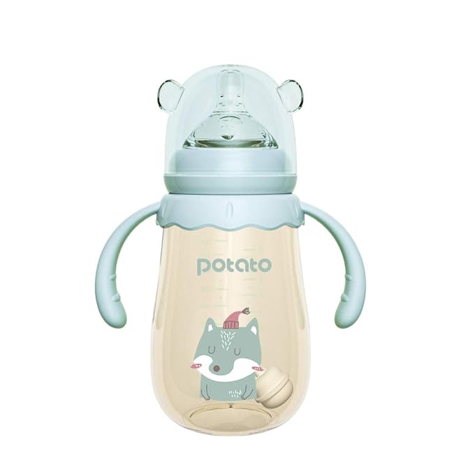 POTATO Baby Bottles PPSU Baby Feeding Bottle 10 oz Anti-Colic Bottles with Silicone Nipples Breastfeeding Bottles for Babies & Toddlers - Blue