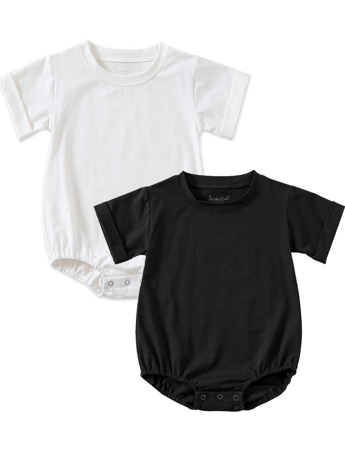 Jimonda Baby Bubble Rompers Boy Girl Cotton Shirt Clothes（black white，6-9M）