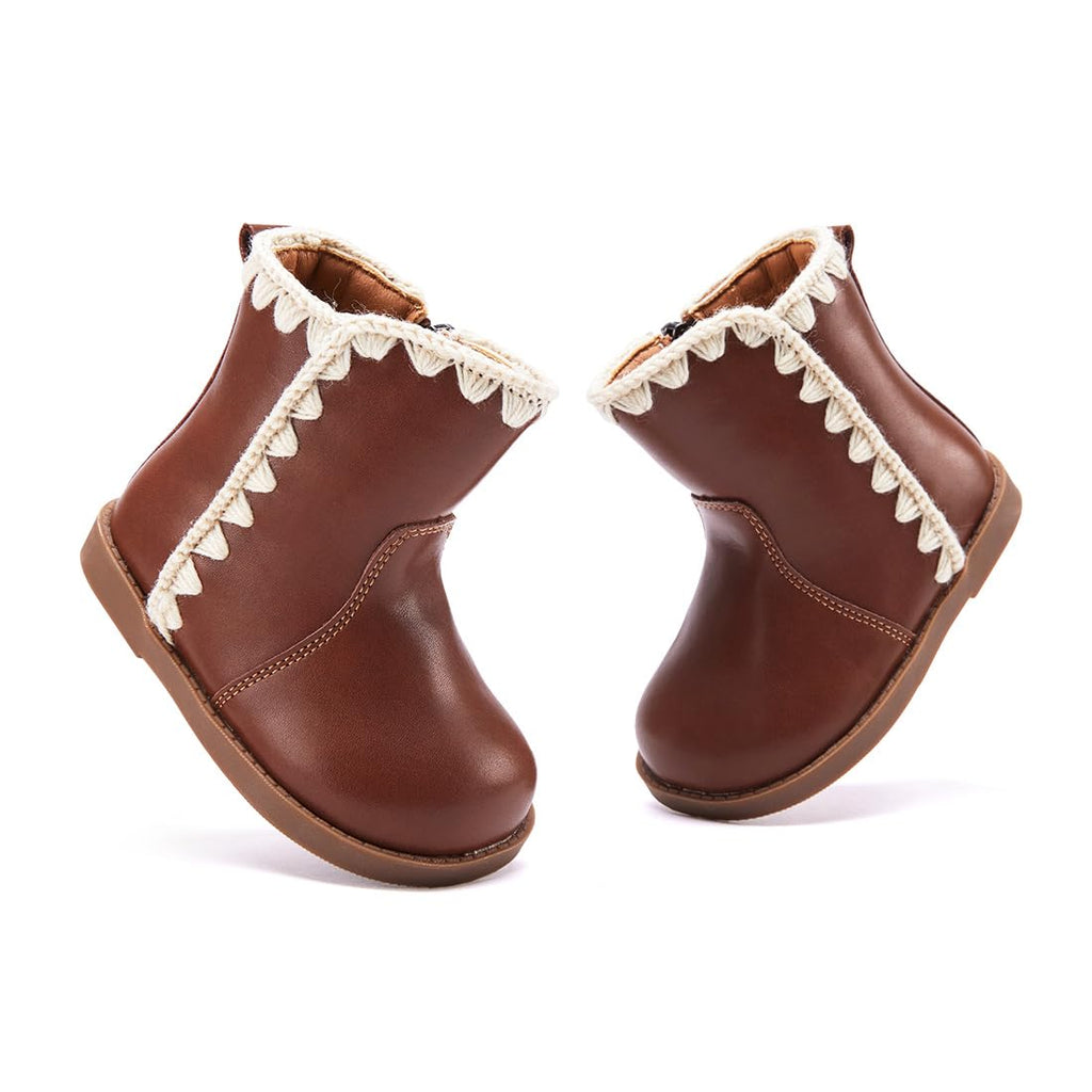 BMCiTYBM Baby Boys Girls Boots Infant Shoes First Walking Booties All Seasons for 6 9 12 15 18 24 Months Brown Size 6
