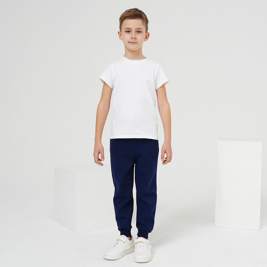 Funnymore Kids Tween Big Boys Pants Sweatpants,3 Pack Pull On Fleece Athletic Jogger Outfits Sweat Pants Black/Navy/Grey Size 12-13 Years