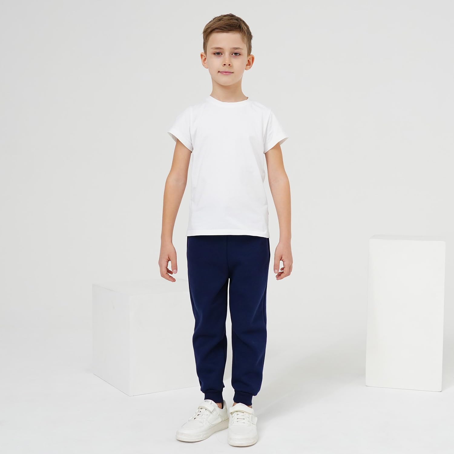 Funnymore Kids Tween Big Boys Pants Sweatpants,3 Pack Pull On Fleece Athletic Jogger Outfits Sweat Pants Black/Navy/Grey Size 12-13 Years