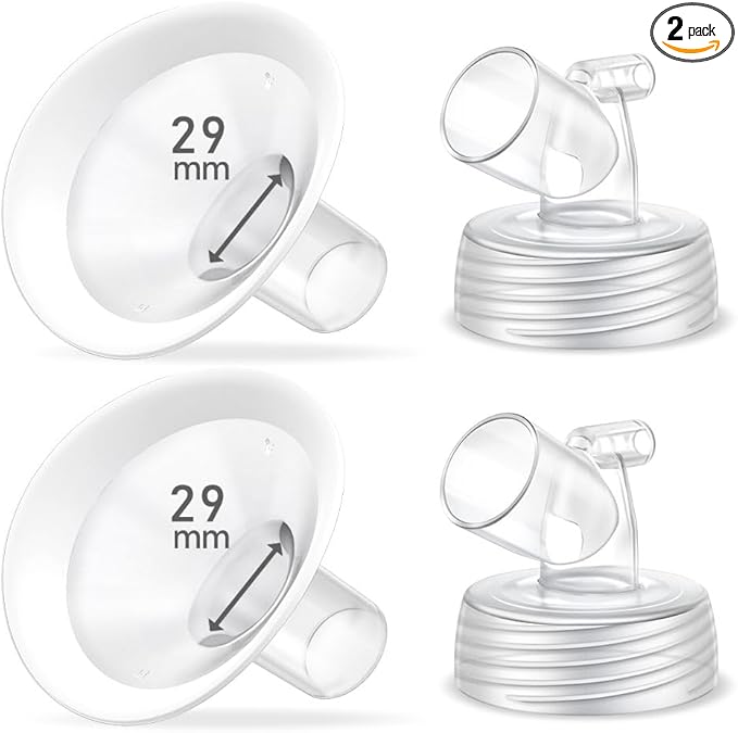 2 Packs 29mm Flange Set, Updated Soft Rim Shield and Wide Mouth Base Connector Pump Parts for Spectra S2 Spectra S1 9 Plus Breastpumps Accessories, 106 Degree Wider Opening Angel
