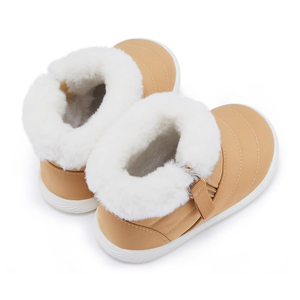 BMCiTYBM Baby Boy Girl Snow Boots Waterproof Infant Winter Warm Booties Nonslip Lightweight Outdoor Shoes for First Walkers 6 9 12 18 24 Months Camel Size 12-18 Months