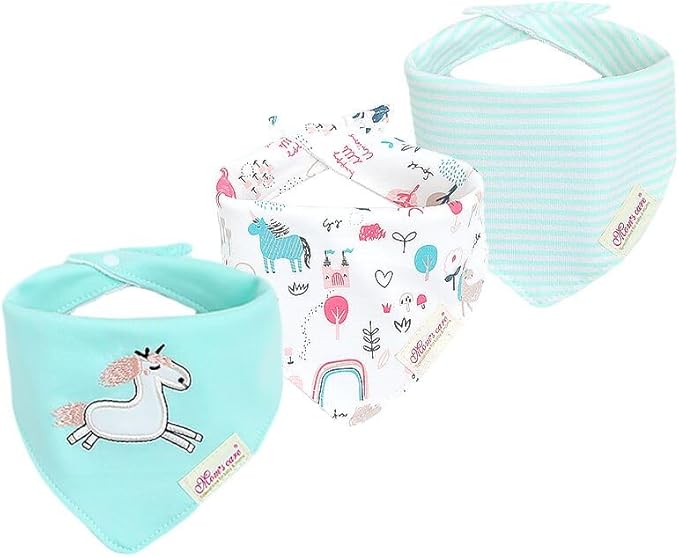 JN&LULU 3 Pack Newborn Baby Bibs Bandana Drool Bibs for Drooling Cotton Baby Gifts (Moon Star)