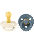 BIBS Pacifiers Colour Collection | Natural Rubber Baby Pacifier | Set of 2 BPA-Free Soothers | Made in Denmark | 0+ Months (Pack of 2) | Ivory/Petrol