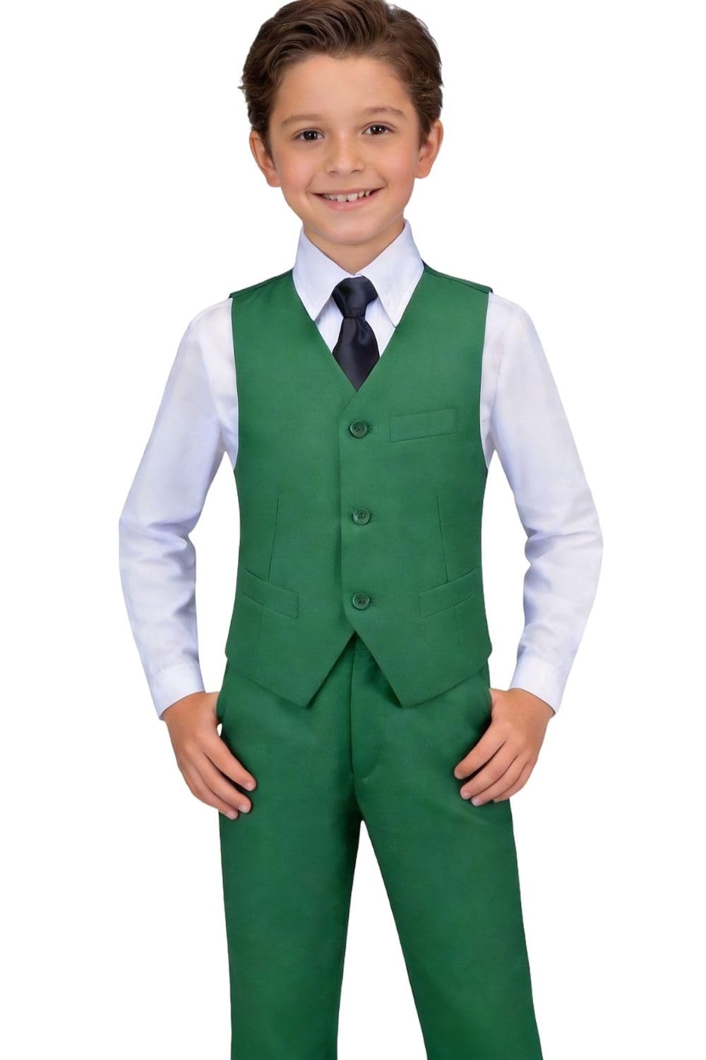 Suit for Boys Formal Outfit Tux Kid Christmas Green Suits Vest Set Size 2T