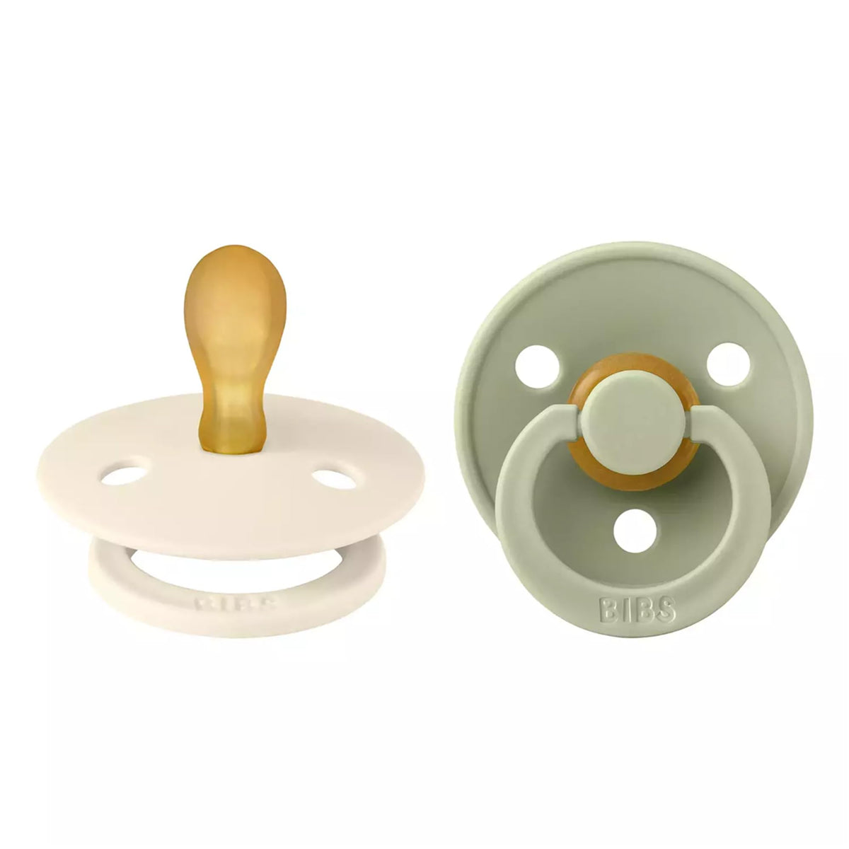 BIBS Pacifiers Colour Collection | Natural Rubber Baby Pacifier | Set of 2 BPA-Free Soothers | Made in Denmark | 18+ Months (Pack of 2) | Sage Night/Cloud Night