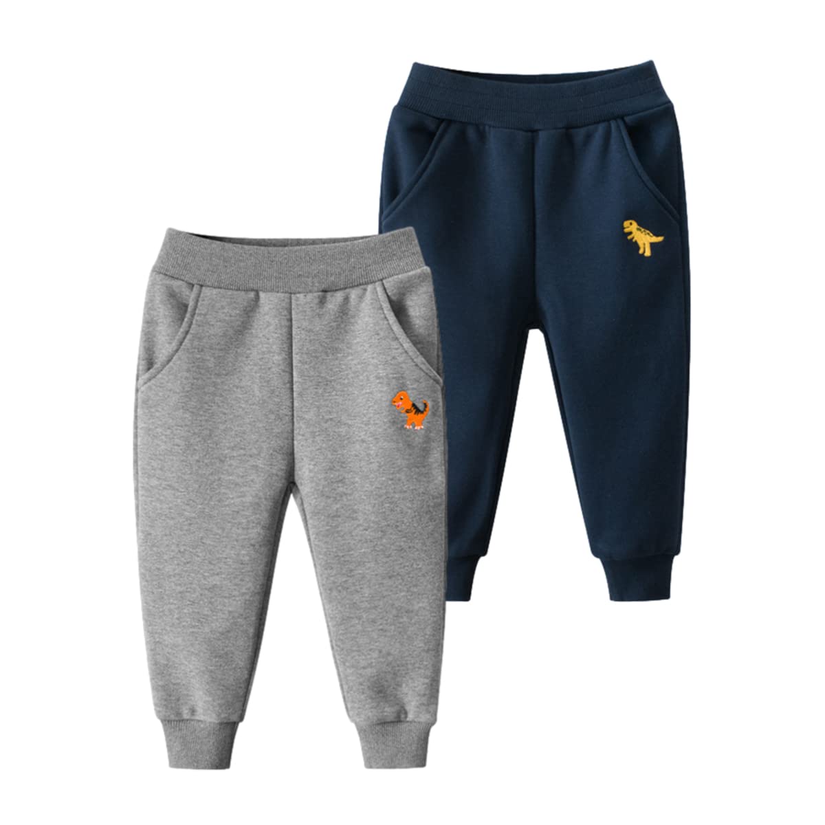 GFQLONG Toddler Boys Cotton Pants Kids Embroidery Joggers Sweatpants 7-8Y