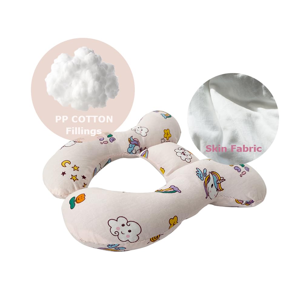 Wedfull Baby Neck Pillows, Comfortable Baby Travel Head Neck Support Pillow for Car Seat Stroller Pushchair, Soft PP Cotton Travel Pillow for 0-2 Years Old Toddler Infant Newborn, Rainbow