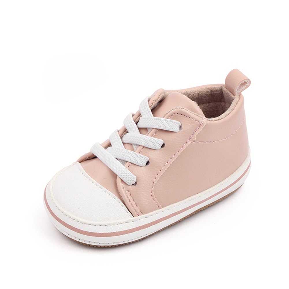 LONSOEN Baby Boys Girls First Walking Shoes Infant Outdoor Sneakers,BAY244 Pink 6-12 Months