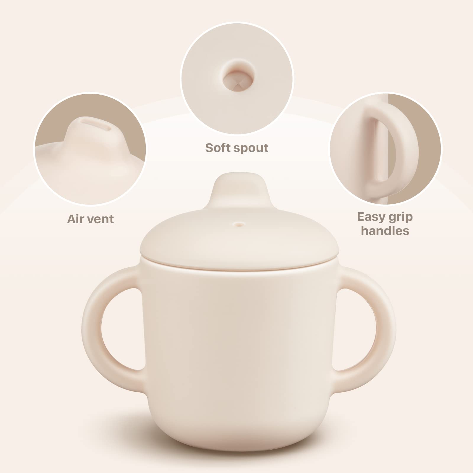 Catii Sippy Cups for Baby 6 Months+,Silicone Straw Cups Leak Proof 5oz, Baby Training Cups for 1+ year old (Gray)