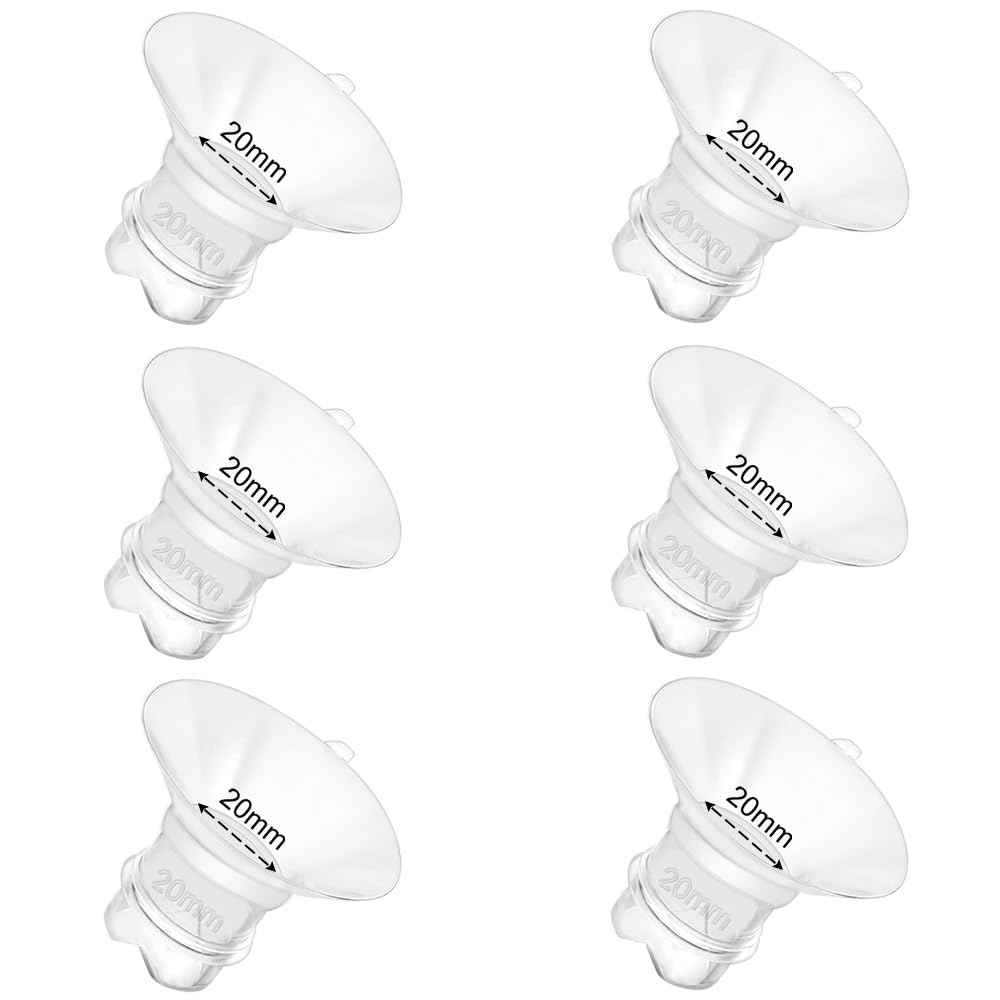 6pcs Updated Silicone Flange Insert 20mm Compatible with Momcozy/Medela/Spectra/Eufy/Lansinoh/TSRETE/Elvie/NCVI/Paruu Breast Pump, for 24mm Flange/Shield, Breastfeeding Essential Replacement Pump Part