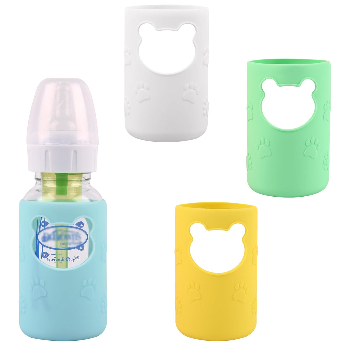 4 Pack Silicone Sleeves for Dr Brown's Glass Baby Bottles 8 oz