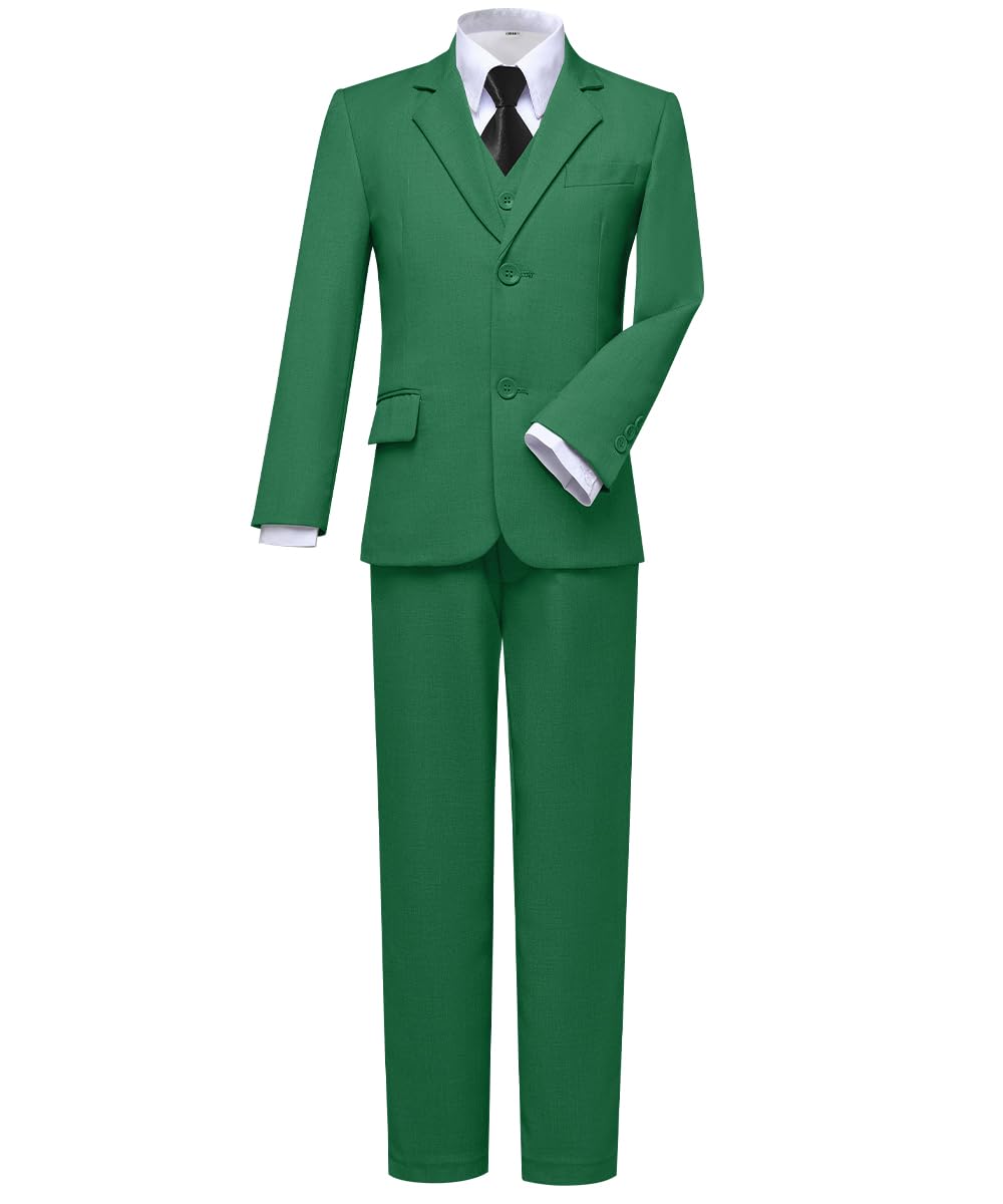 Kids Suit Formal Dress Tuxedo Suits for Boys Christmas Outfit Green Size 8