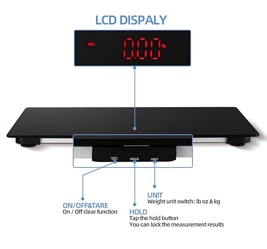 SIKE Medium-Large Breed Veterinary Scale, Dog Scale (±10g) Accuracy, Red LED, 32 x 20 inch Tempered Glass Platform with Anti Slip Sticker, Digital Pet Scales