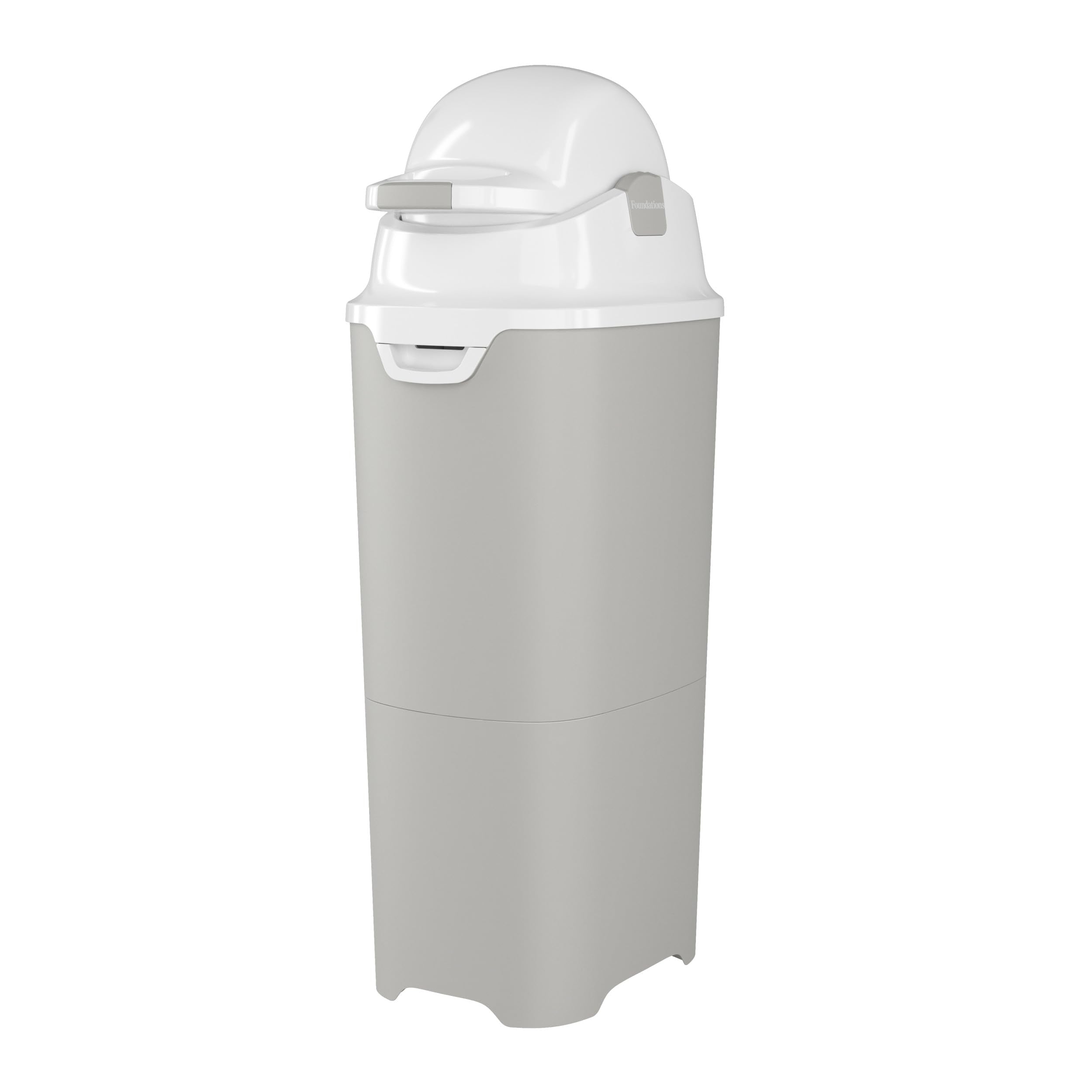 Foundations Tall Diaper Pail with Airtight Lid, Gray