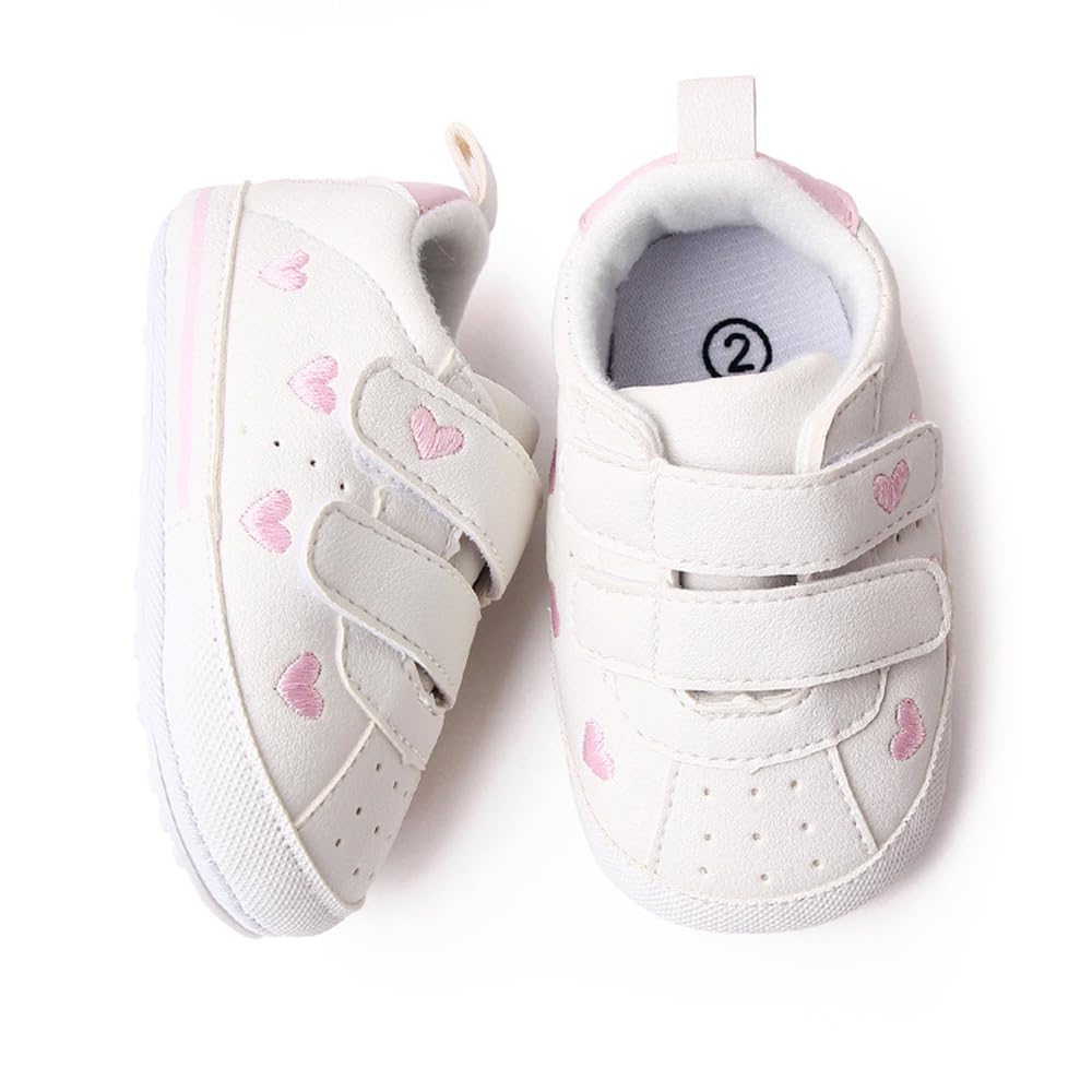 Clowora Baby Boys Girls Shoes Non-Slip Rubber Sole Sneakers Infant First Walking Toddler Crib Shoes Newborn Loafers Flats. (11/Pink,6-12 Months)