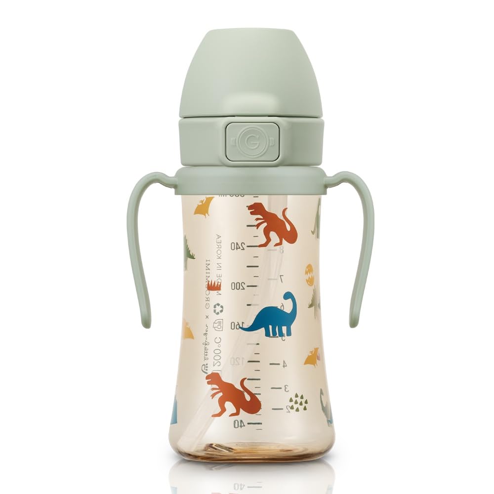 GROSMIMI PPSU Baby Straw Cup Stage 2, 12M+, Spill-Proof, 10oz (Unicorn)