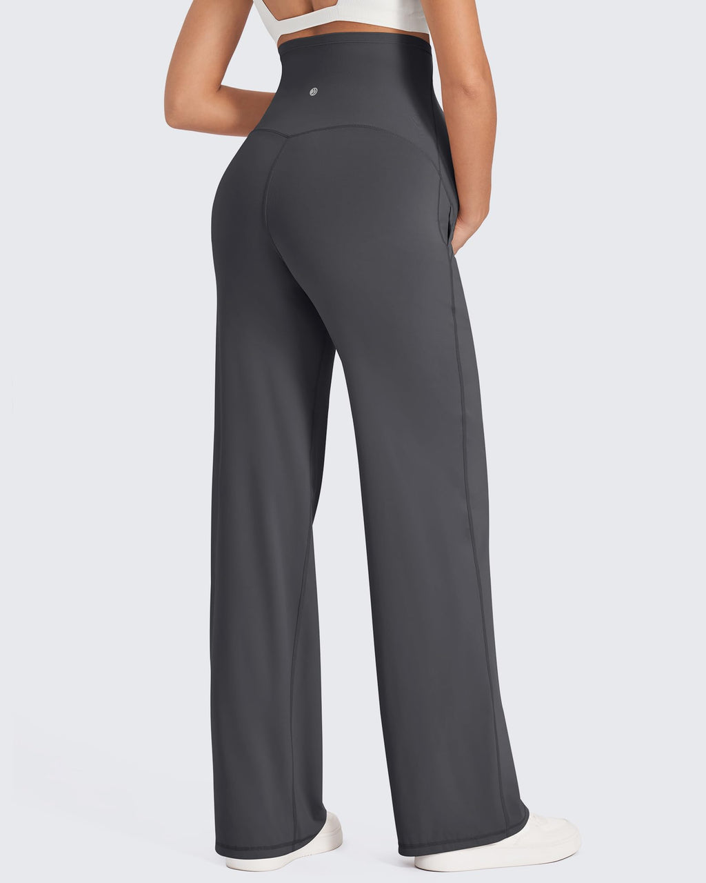 G4Free Maternity Outfits Pregnancy Wide Leg Pants,Dark Gray,S,Extra Tall
