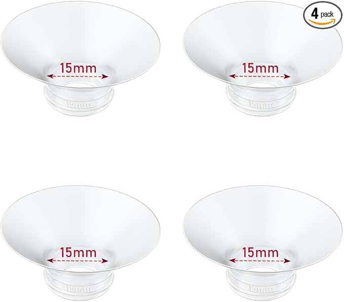 Flange Insert 4PCS 15mm Compatible with Momcozy M9/M6/M5/S12 Pro/V1 Pro/V2 pro, Spectra/Medela/Elvie/NCVI/TSRETE/eufy/Lansinoh/Paruu/MomMed Breast Pump 24mm Shields/Flanges (4pcs-15mm)
