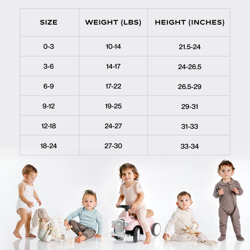 MON CHOU 100% Organic Pima Cotton Baby Pajamas – Snug Fit Long Sleeve Fold-Over Mittens & Convertible Footie with 2-Way Zipper for Boys & Girls, Sizes 0–18M (Bloom, 9-12 Months)