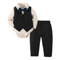 DISAUR Suit for Baby Boy Ring Bearer Outfit Long Sleeve Infant White Shirt Gray Vest Pants Bow Tie 1t 12 18 Months