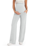 G4Free Maternity Slacks Over the Belly Wide Leg for Work,Light Gray,XS,Tall