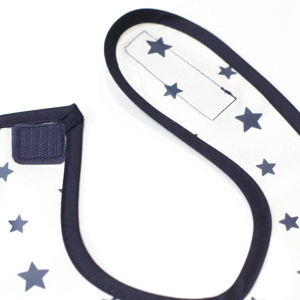 Plie Full Coverage Waterproof Feeding Bib for Toddlers – Extra Long Apron Bib for Mealtime, Self-Feeding, High Chair, Food Catcher, BPA-Free, Easy to Clean - Ivory/Star