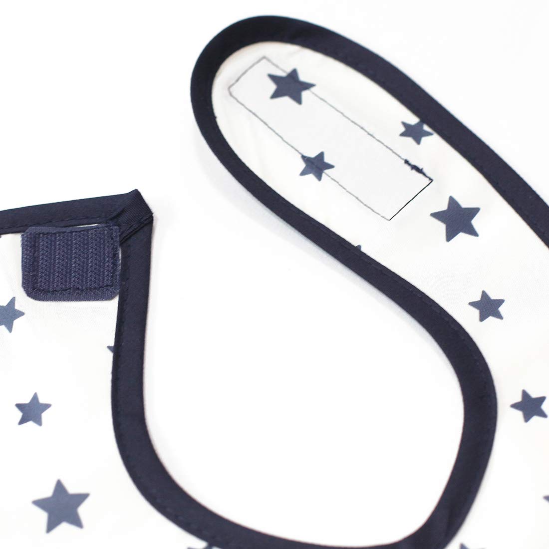 Plie Full Coverage Waterproof Feeding Bib for Toddlers – Extra Long Apron Bib for Mealtime, Self-Feeding, High Chair, Food Catcher, BPA-Free, Easy to Clean - Ivory/Star