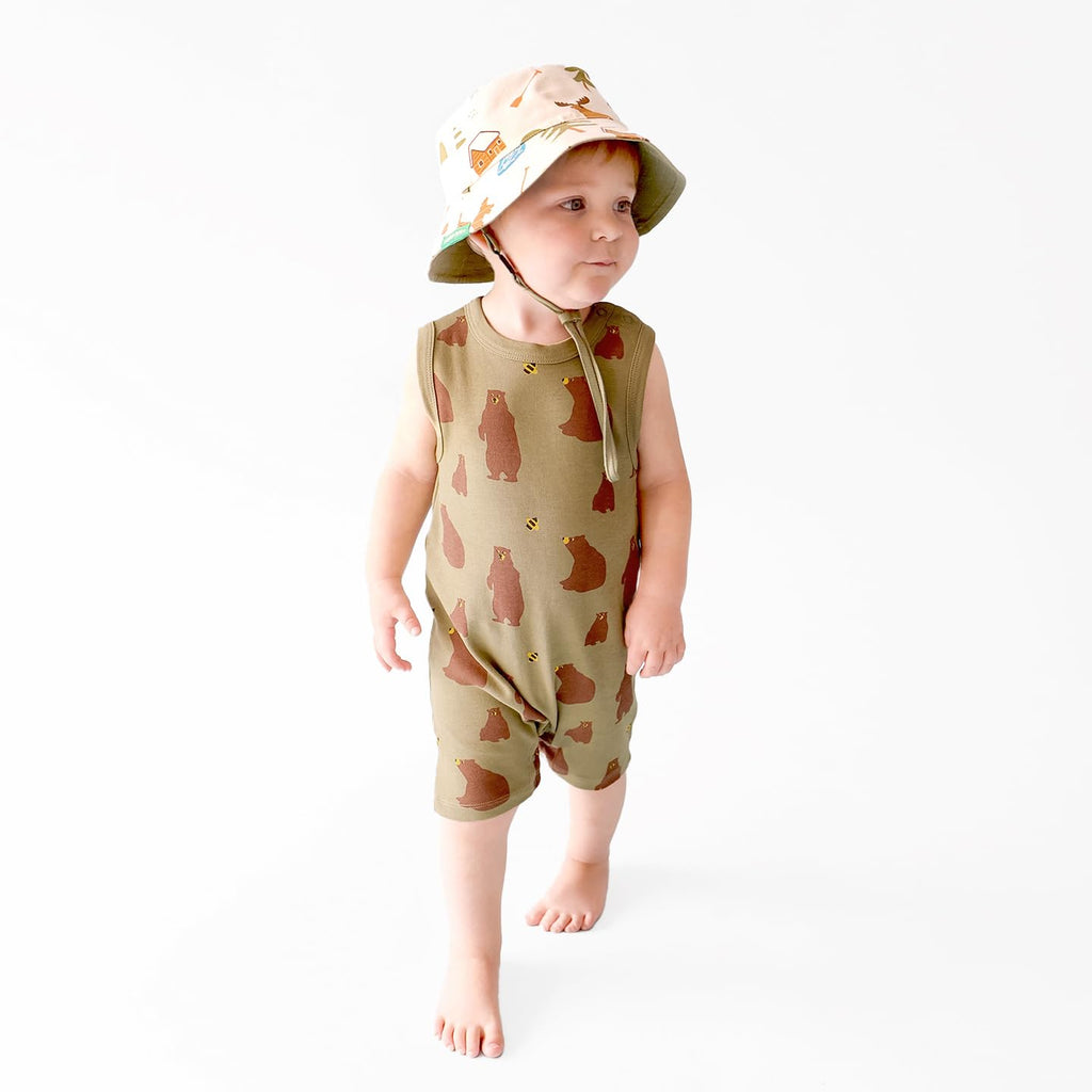PARADE Organic Tank Rompers - Signature Prints Bears 6-12 Months